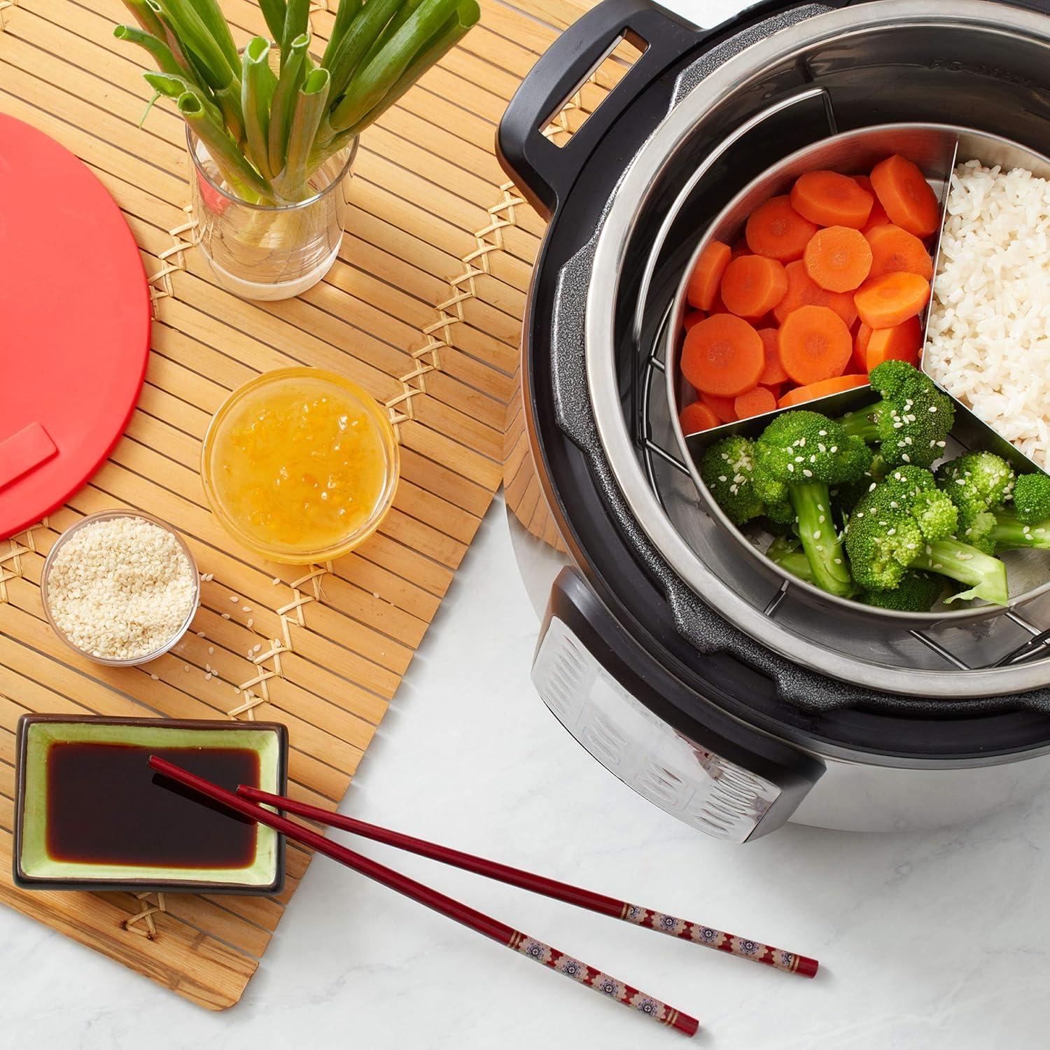 imageInstant Pot Official Round Nonstick CookBake Pan with Lid ampamp Removable Divider MultiPurpose HeavyDuty Dishwasher Safe Oven Safe 7quot 32 oz Red Compatible with 6Quart and 8Quart Cookers