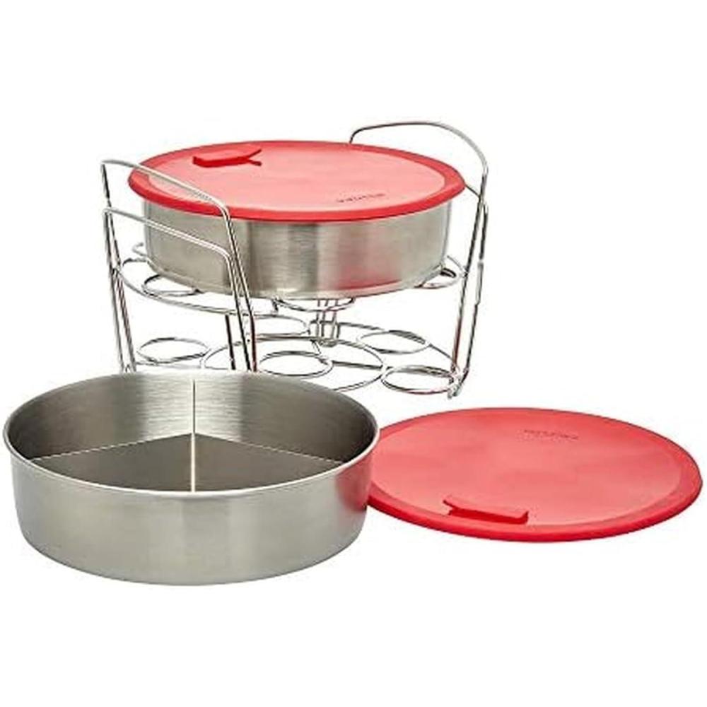 imageInstant Pot Official Stainless Steel Wire Egg Racks Set of 2 Ideal for 6Quart ampamp 8Quart Cookers Ideal for Hard or SoftBoiled Eggs MultiUse Tray for Cooling Decorating and ServingCookBake Set 8Piece