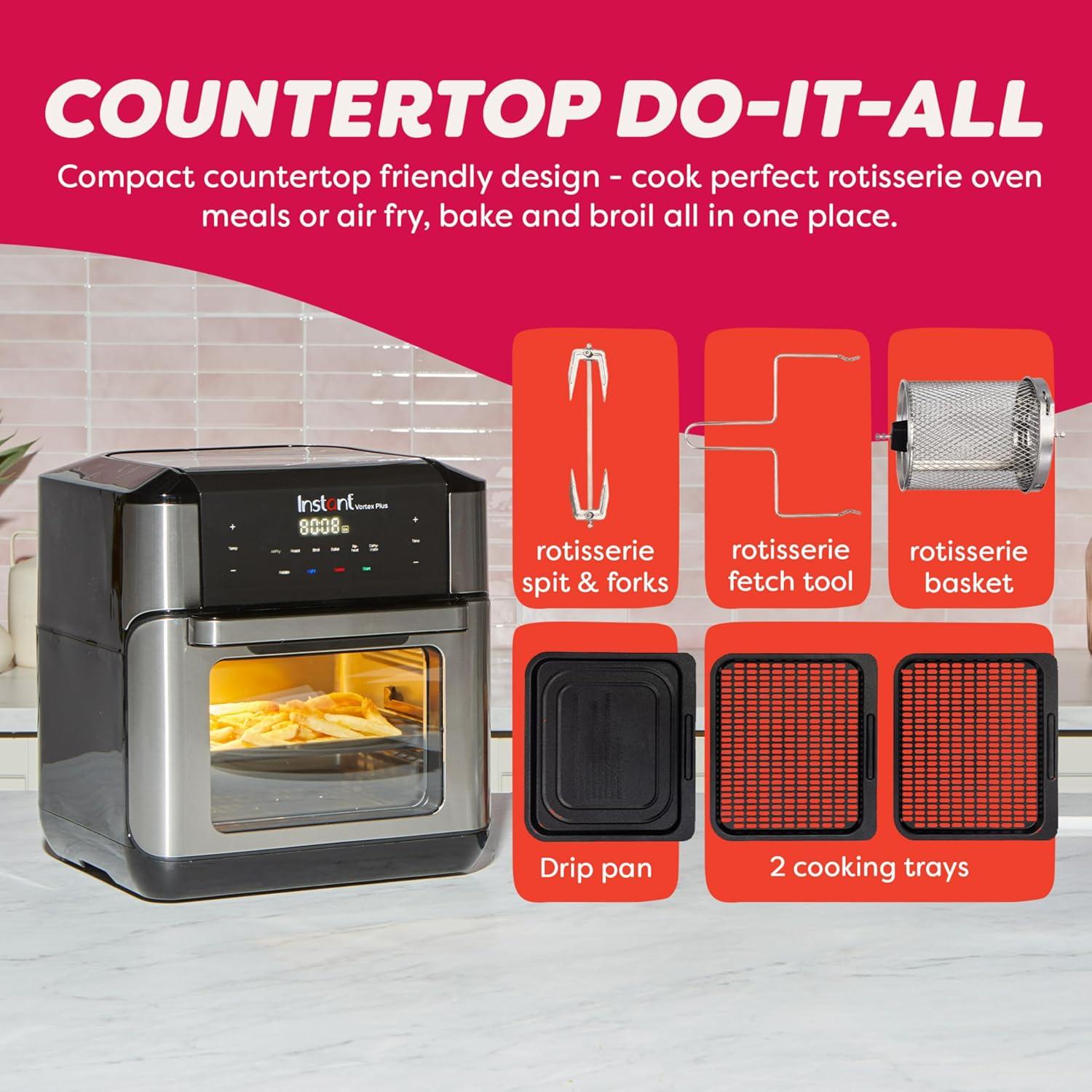 imageInstant Pot 4Qt VORTEX 6in1 Mini Air Fryer Custom Program Options Air Fry Broil Roast Dehydrate Bake Reheat Sea Salt 4 QuartsStainless Steel