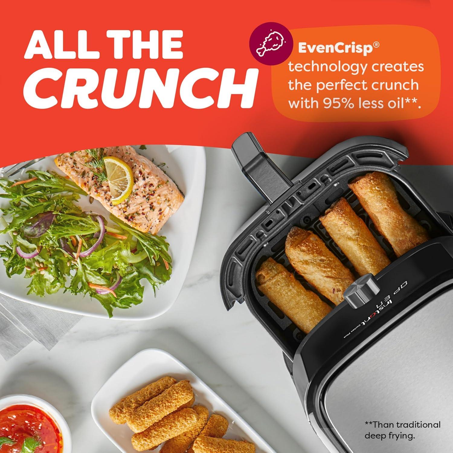 imageInstant Pot 4Qt VORTEX 6in1 Mini Air Fryer Custom Program Options Air Fry Broil Roast Dehydrate Bake Reheat Sea Salt 4 QuartsStainless Steel