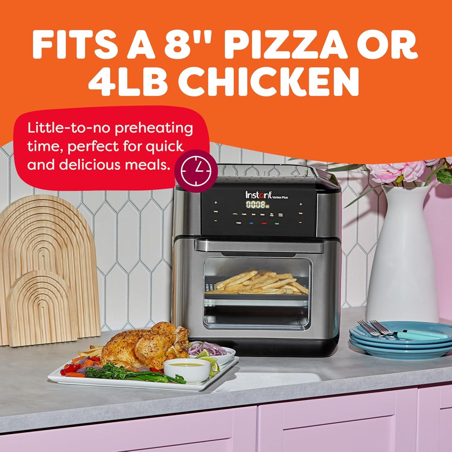 imageInstant Pot 4Qt VORTEX 6in1 Mini Air Fryer Custom Program Options Air Fry Broil Roast Dehydrate Bake Reheat Sea Salt 4 QuartsStainless Steel