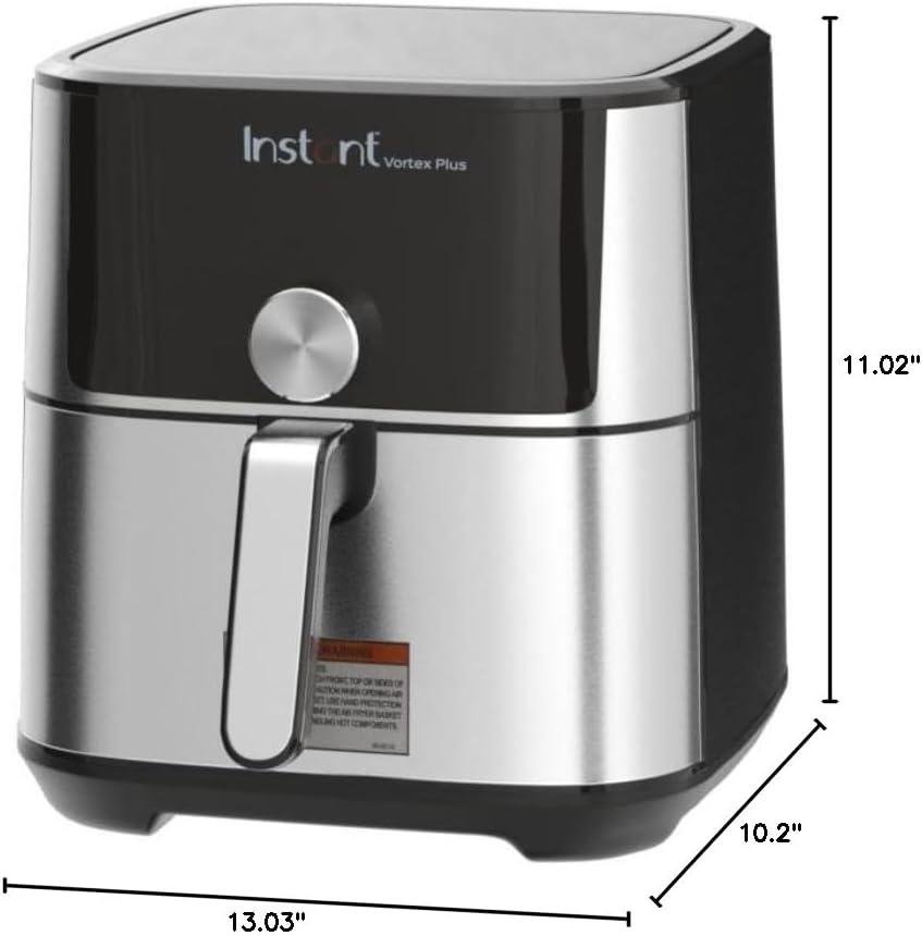 imageInstant Pot 4Qt VORTEX 6in1 Mini Air Fryer Custom Program Options Air Fry Broil Roast Dehydrate Bake Reheat Sea Salt 4 QuartsStainless Steel