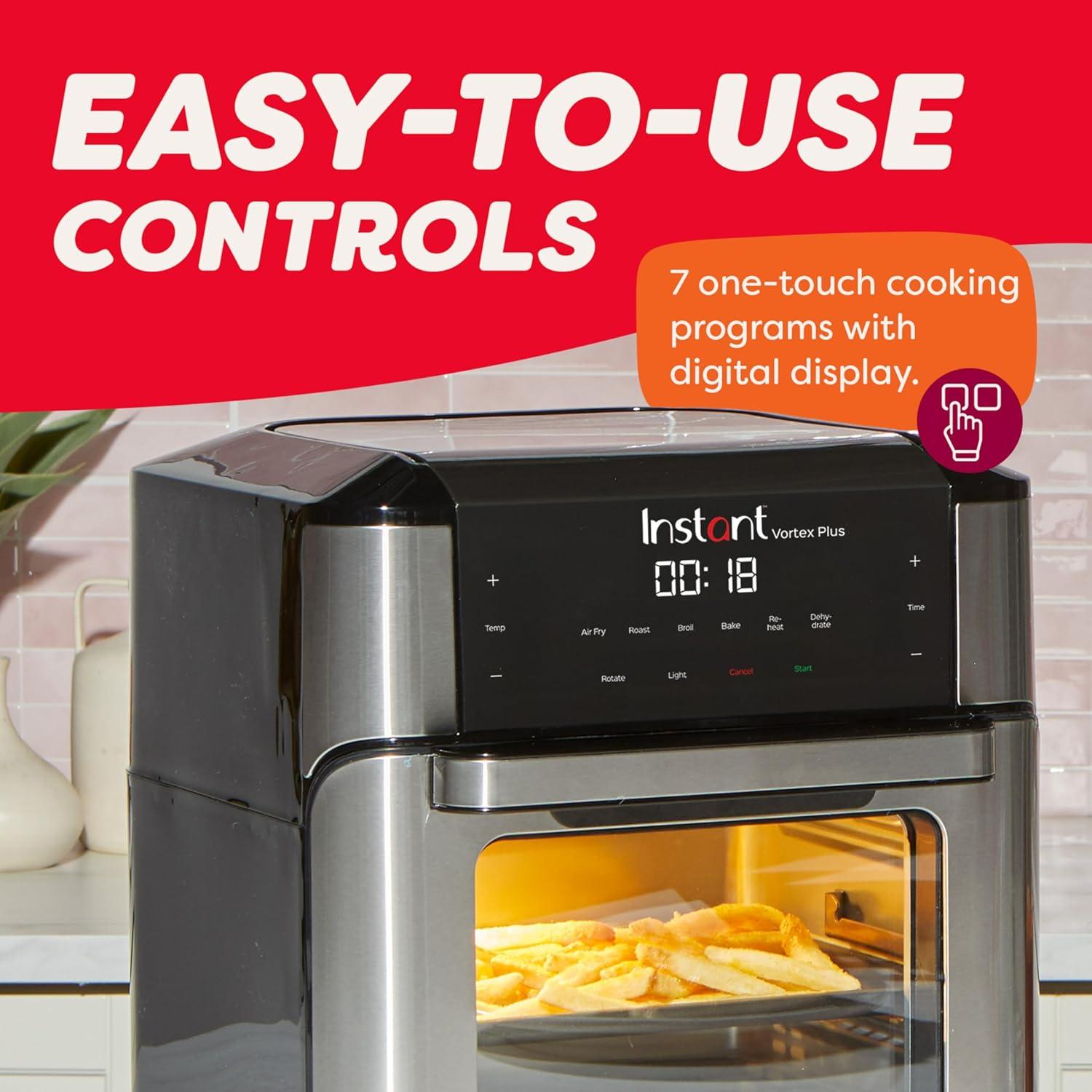 imageInstant Pot 4Qt VORTEX 6in1 Mini Air Fryer Custom Program Options Air Fry Broil Roast Dehydrate Bake Reheat Sea Salt 4 QuartsStainless Steel