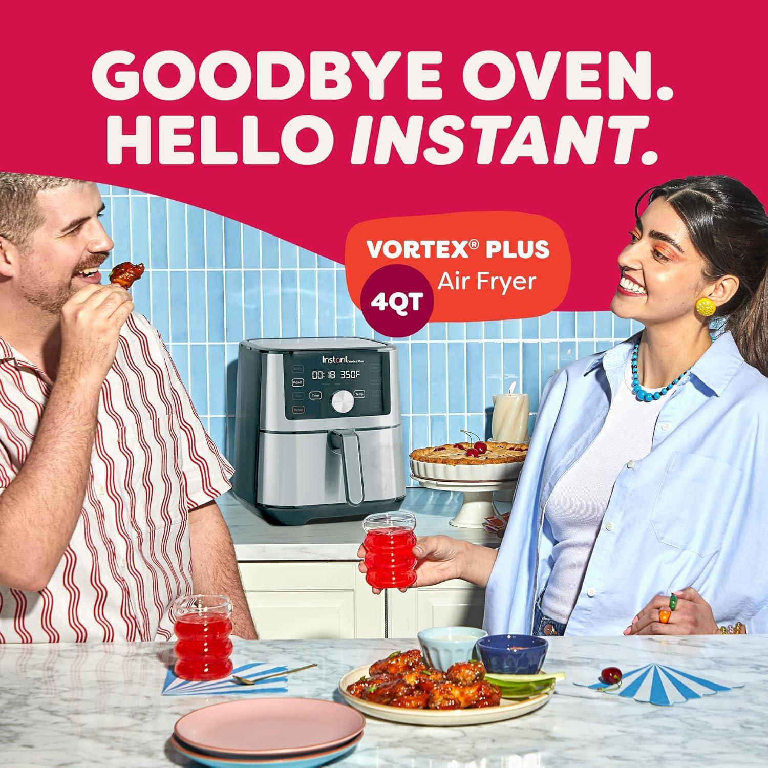 imageInstant Pot 4Qt VORTEX 6in1 Mini Air Fryer Custom Program Options Air Fry Broil Roast Dehydrate Bake Reheat Sea Salt 4 QuartsStainless Steel