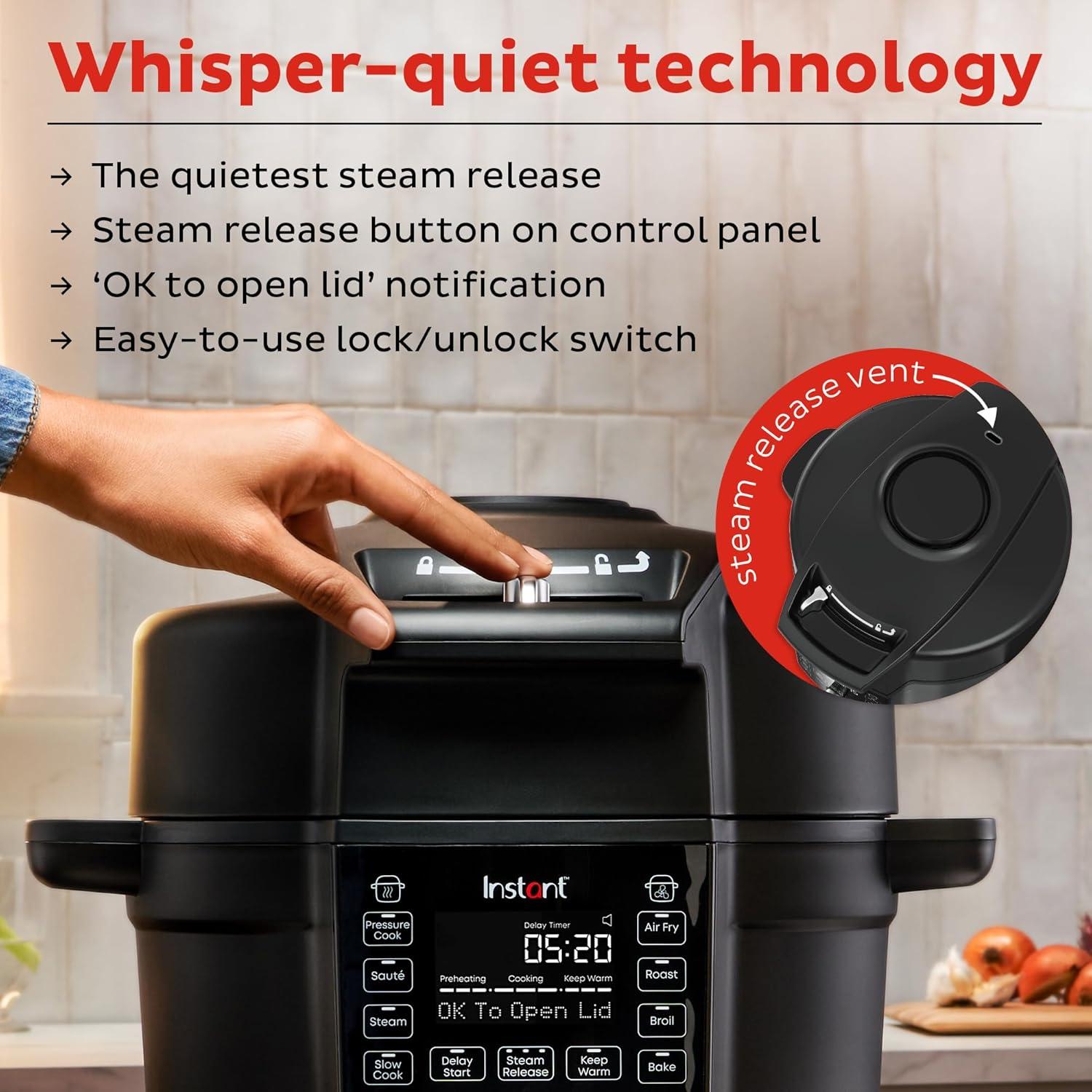 imageInstant Pot 65 Quart Duo Crisp Ultimate Lid with WIFI 13in1 Air Fryer and Pressure Cooker Combo Saut Slow Cook Bake Steam Warm Roast Dehydrate Sous Vide ampamp More Includes App with RecipesNonWifi