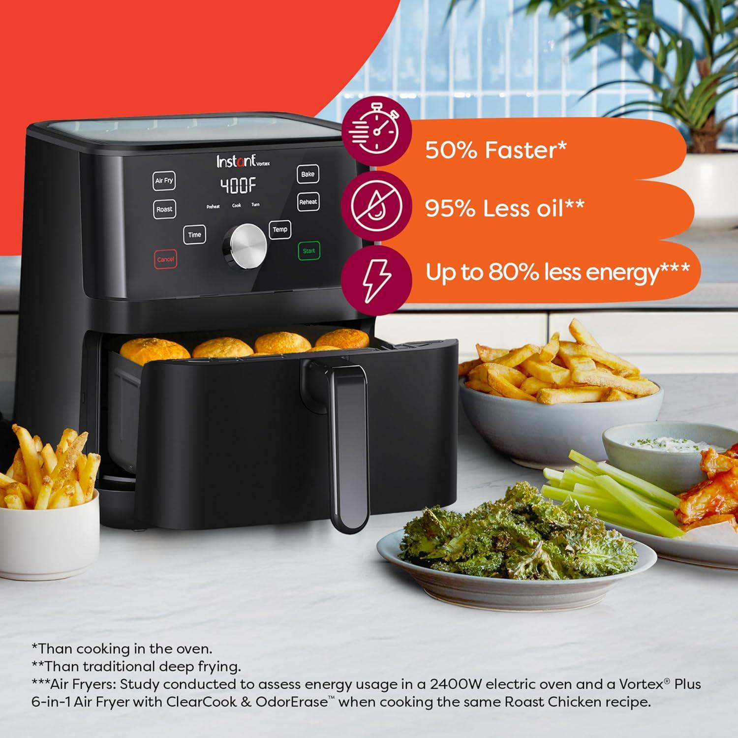 imageInstant Pot Vortex Plus 6QT ClearCook Air Fryer Clear Windows Custom Program Options 6in1 Functions Crisps Broils Roasts Dehydrates Bakes Reheats from the Makers of Instant Pot BlackVortex