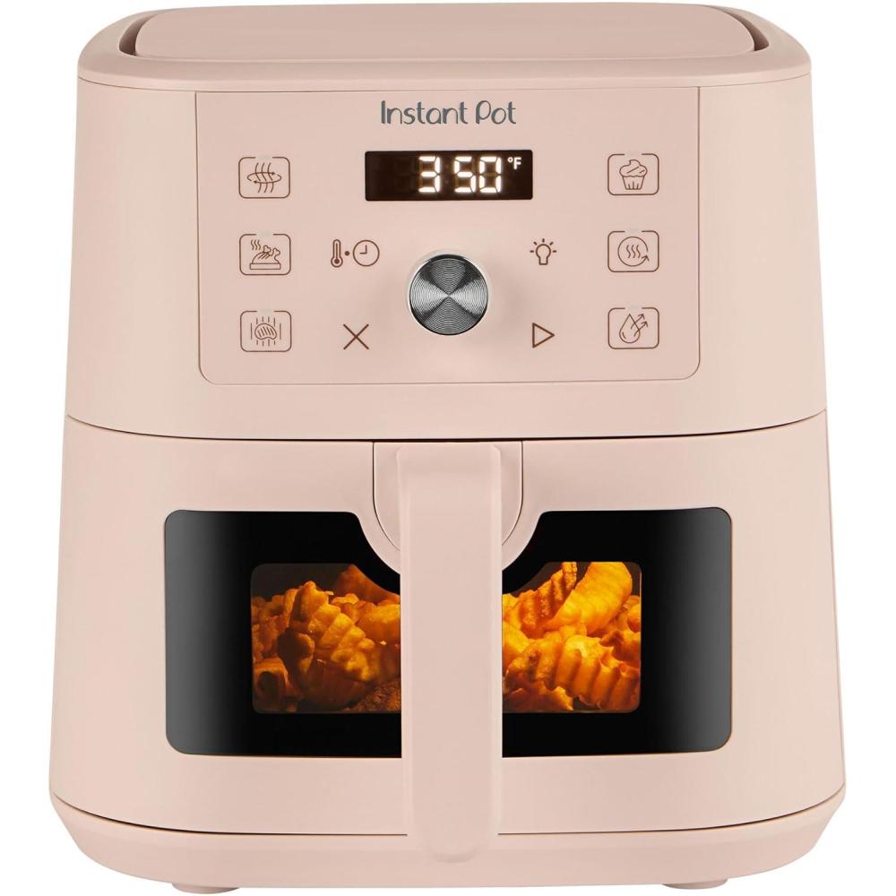 imageInstant Pot 4Qt VORTEX 6in1 Mini Air Fryer Custom Program Options Air Fry Broil Roast Dehydrate Bake Reheat Sea Salt 4 QuartsRosewater