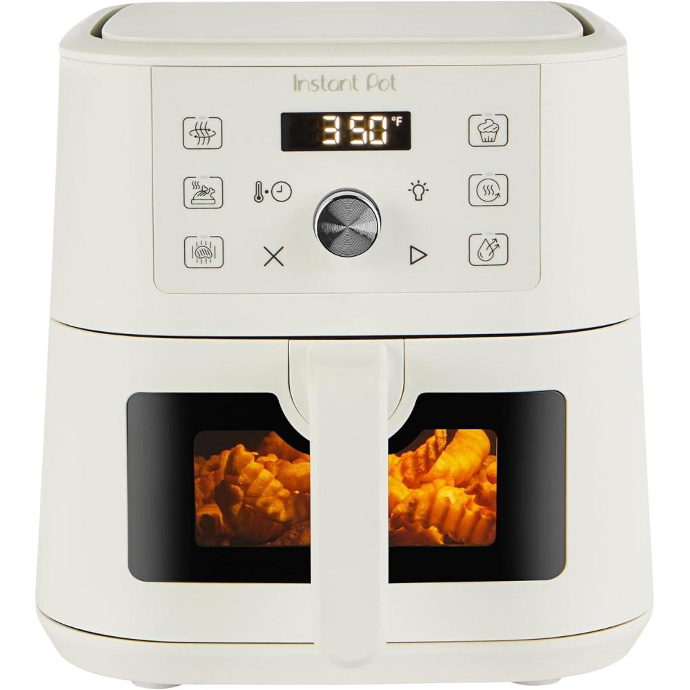 imageInstant Pot 4Qt VORTEX 6in1 Mini Air Fryer Custom Program Options Air Fry Broil Roast Dehydrate Bake Reheat Sea Salt 4 QuartsSea Salt