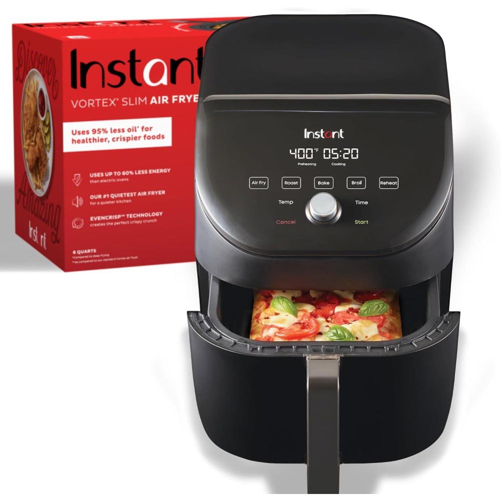 imageInstant Pot Vortex Plus 6QT ClearCook Air Fryer Clear Windows Custom Program Options 6in1 Functions Crisps Broils Roasts Dehydrates Bakes Reheats from the Makers of Instant Pot BlackSlim