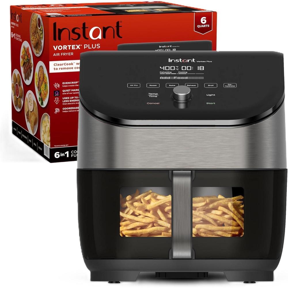 imageInstant Pot Vortex Plus XL 8QT ClearCook Air Fryer Clear Windows Custom Programming 8in1 Functions that Crisps Broils Roasts Dehydrates Bakes Reheats from the Makers of Instant Pot BlackVortex Plus