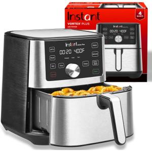 Instant Pot 4Qt VORTEX 6-in-1 Mini Air Fryer, Custom Program Options, Air Fry, Broil, Roast, Dehydrate, Bake, Reheat, Sea Salt, 4 Quarts(Stainless Steel)