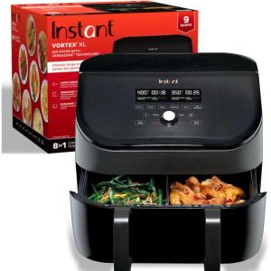 Instant Pot Vortex Plus 6QT ClearCook Air Fryer, Clear Windows, Custom Program Options, 6-in-1 Functions, Crisps, Broils, Roasts, Dehydrates, Bakes, Reheats, from the Makers of Instant Pot, Black(Dual Basket)