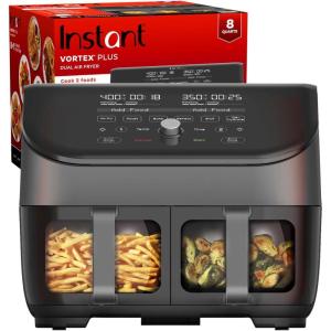 Instant Pot Vortex Plus XL 8QT ClearCook Air Fryer, Clear Windows, Custom Programming, 8-in-1 Functions that Crisps, Broils, Roasts, Dehydrates, Bakes, Reheats, from the Makers of Instant Pot, Black(Black)
