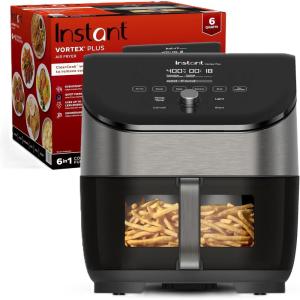 Instant Pot Vortex Plus XL 8QT ClearCook Air Fryer, Clear Windows, Custom Programming, 8-in-1 Functions that Crisps, Broils, Roasts, Dehydrates, Bakes, Reheats, from the Makers of Instant Pot, Black(Vortex Plus)