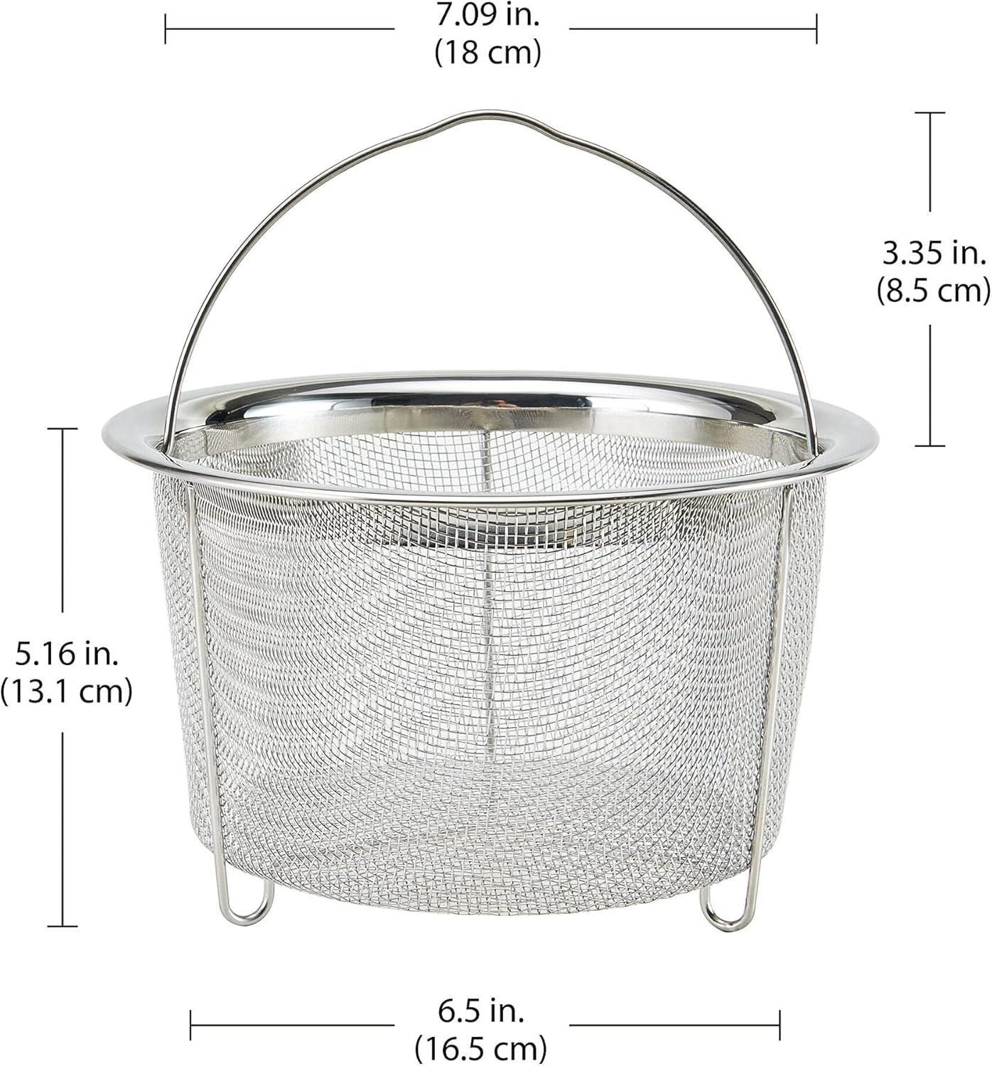 image:imageInstant Pot Official Large Mesh Steamer Basket Stainless Steel Round Versatile Steamer amp Strainer for Vegetables Fish and More Durable RustResistant EasyLift Handle Dishwasher Safe