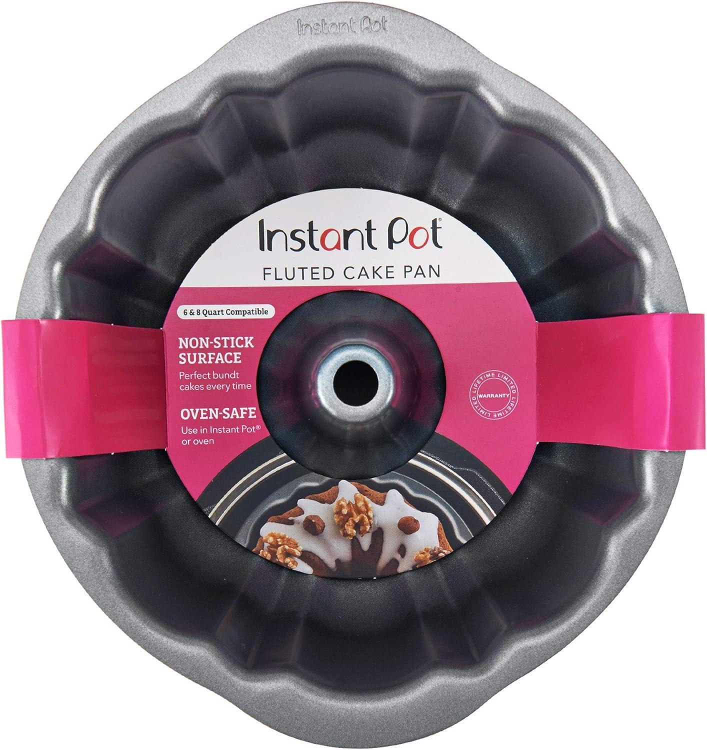image:imageInstant Pot Official NonStick Fluted Cake Pan 7Inch Gray Versatile Baking Mold for Bundt Cakes Lasagna Macaroni and Cheese Casseroles and More Compatible with 6Quart and 8Quart Cookers